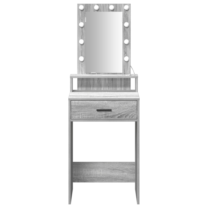 Schminktisch mit LED-Lichtern in Grau Sonoma, 50x41x140 cm