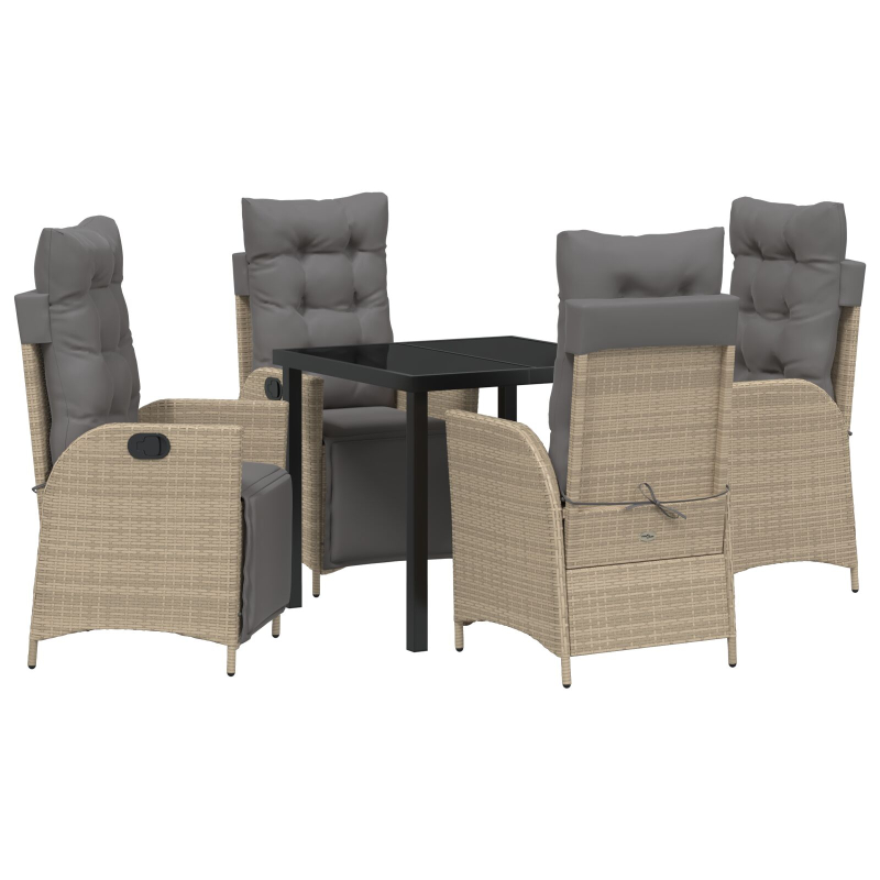 5-teiliges Garten-Dining-Set Beige Poly-Rattan