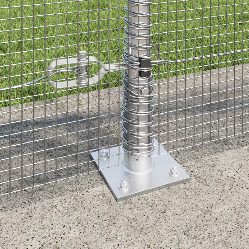 Schutzzaun mit 13 Flanschpfosten 1x25 m aus verzinktem Stahl