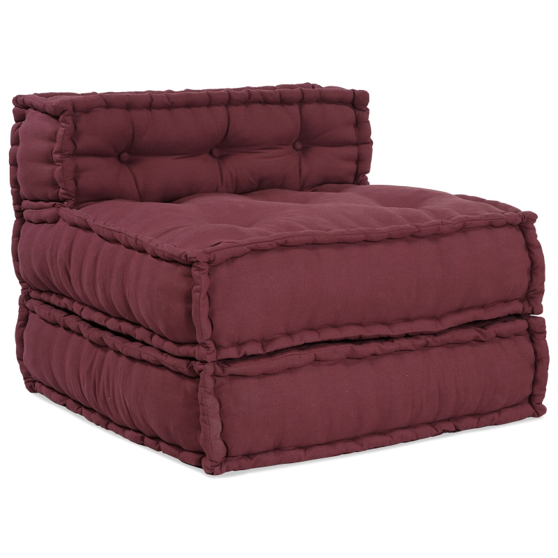 Modulare Poufs 4er Set in Burgundy-Stoff
