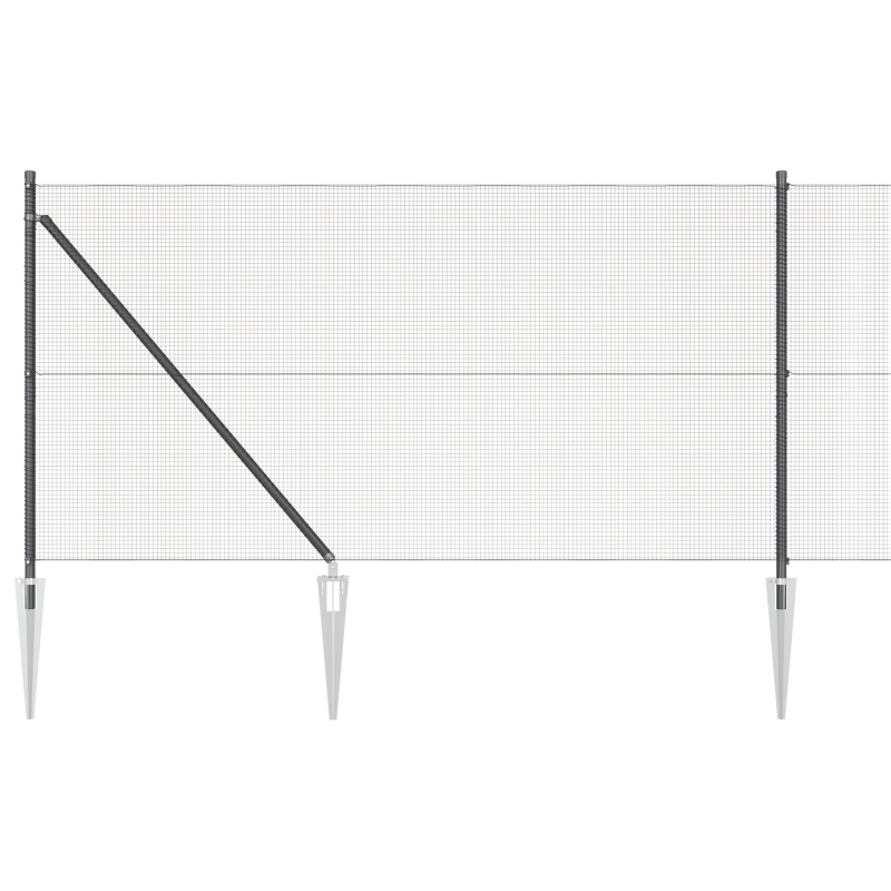 Schweißdrahtzaun mit 13 Spike-Posts Grau 1x100 m Stahl