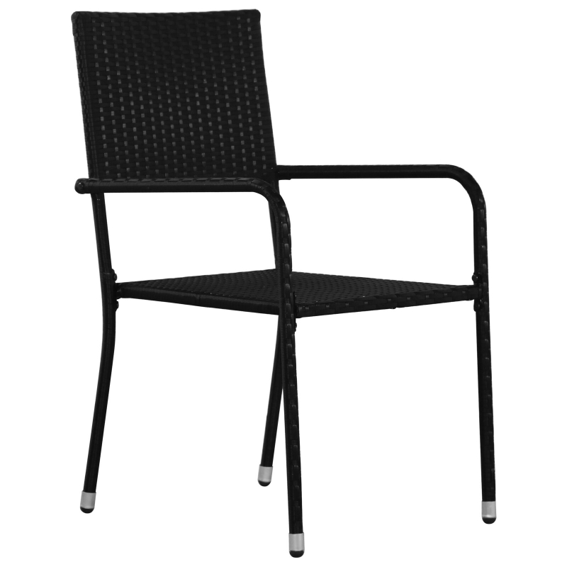 5-teiliges Garten Essset Schwarz Poly Rattan