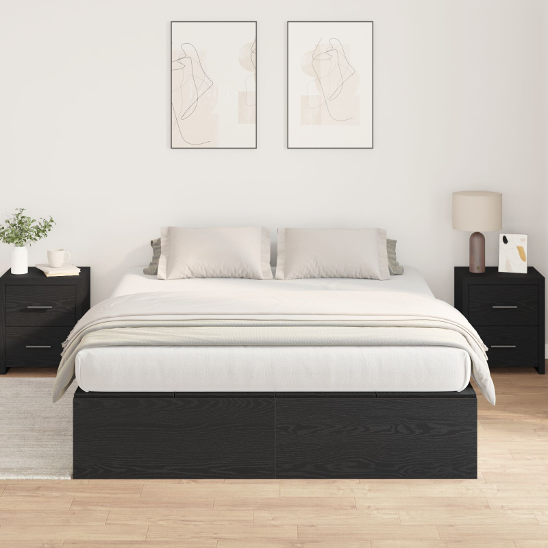 Aufbewahrungsbettgestell Schwarze Eiche 135x190 cm