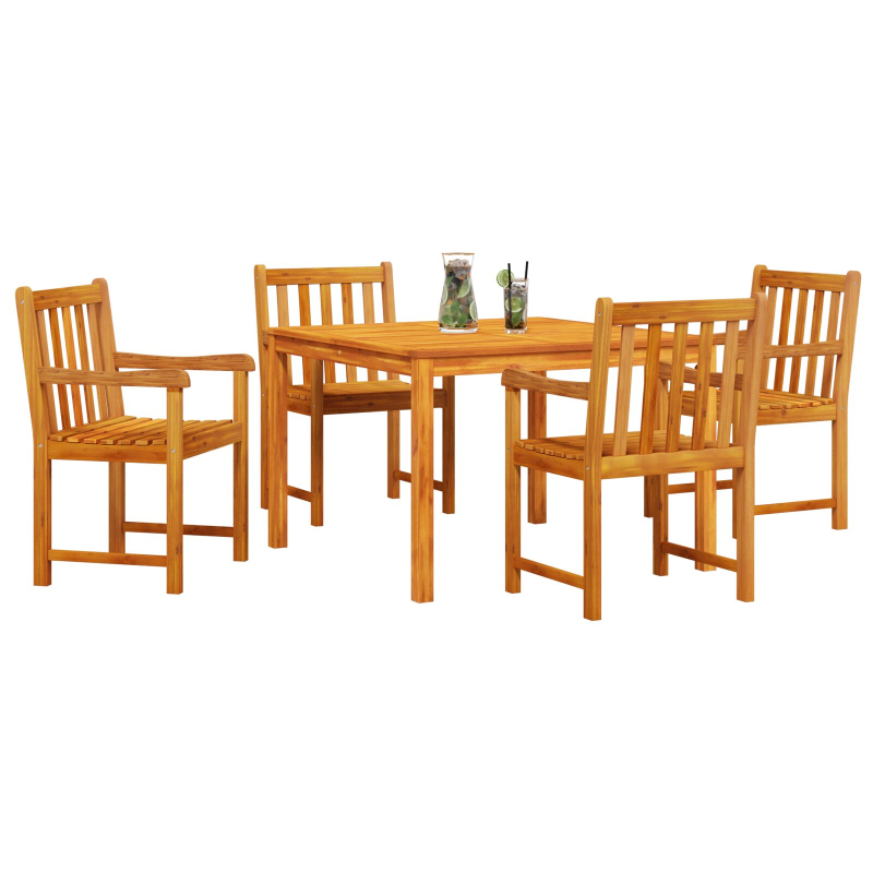 5-teiliges Garten-Esszimmer-Set aus solidem Akazienholz