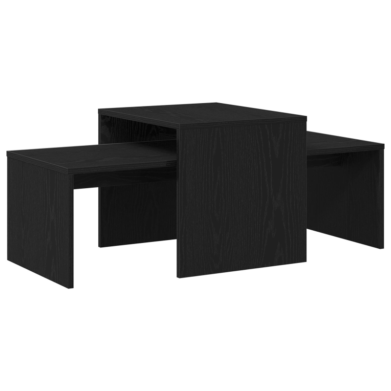 Beistelltischset aus schwarzem Eichenholz, 100x48x40 cm, Mehrschichtholz