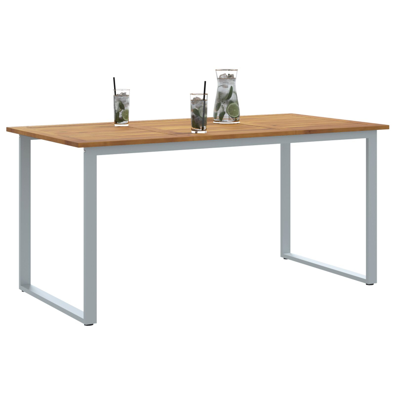 Gartentisch Grau 160x80x75 cm Stahl & Massivholz Akazie