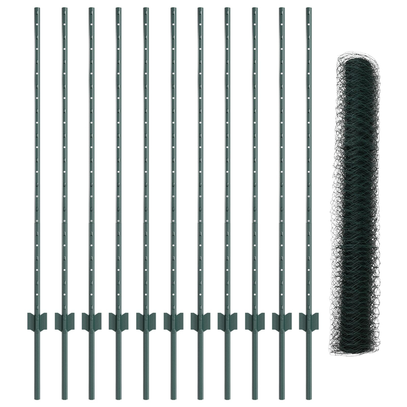 Sechseck-Mesh-Gartenzaun-Set Set aus 2 Grün Stahl 25 x 1,2 m Zaun