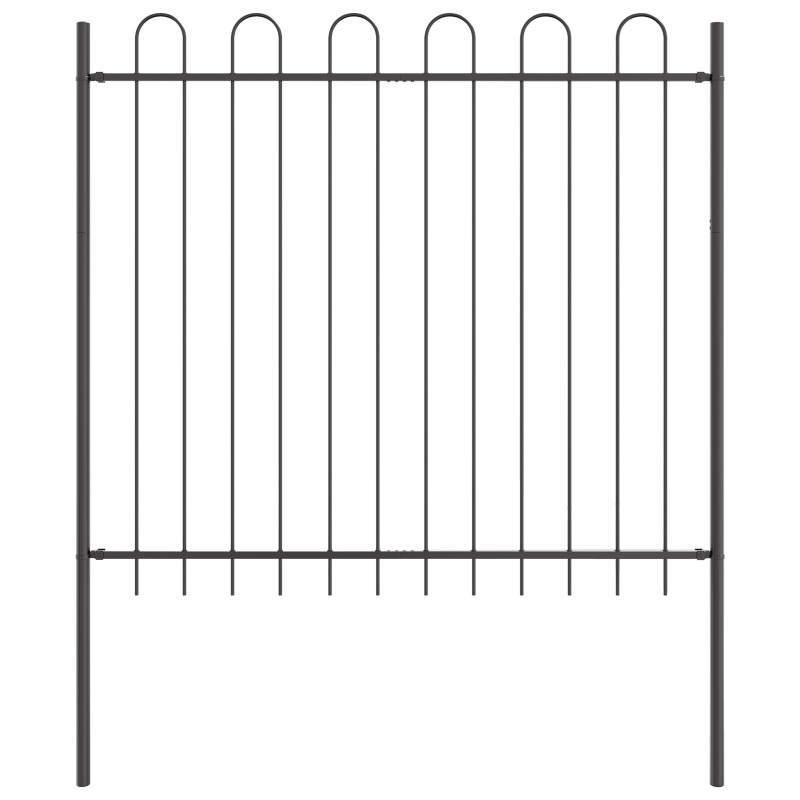 Gartenzaun mit Bogenoberteil Grau 3,4x1,5 m aus Stahl