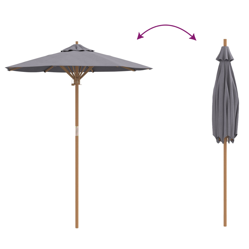 Garten-Sonnenschirm dunkelgrau 180x230 cm aus Bambus