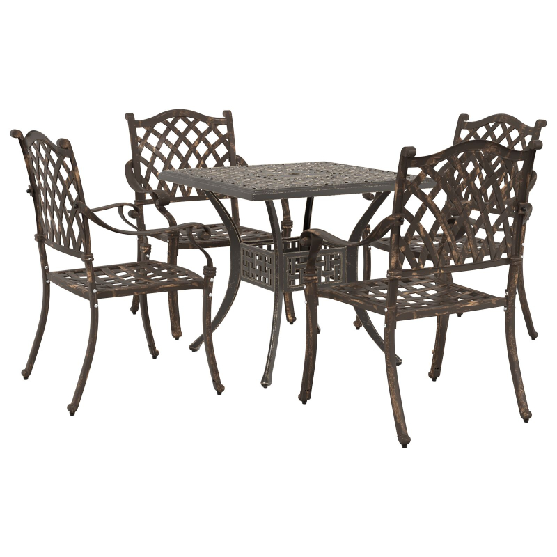 5-teiliges Garten-Esszimmer-Set aus Gussaluminium
