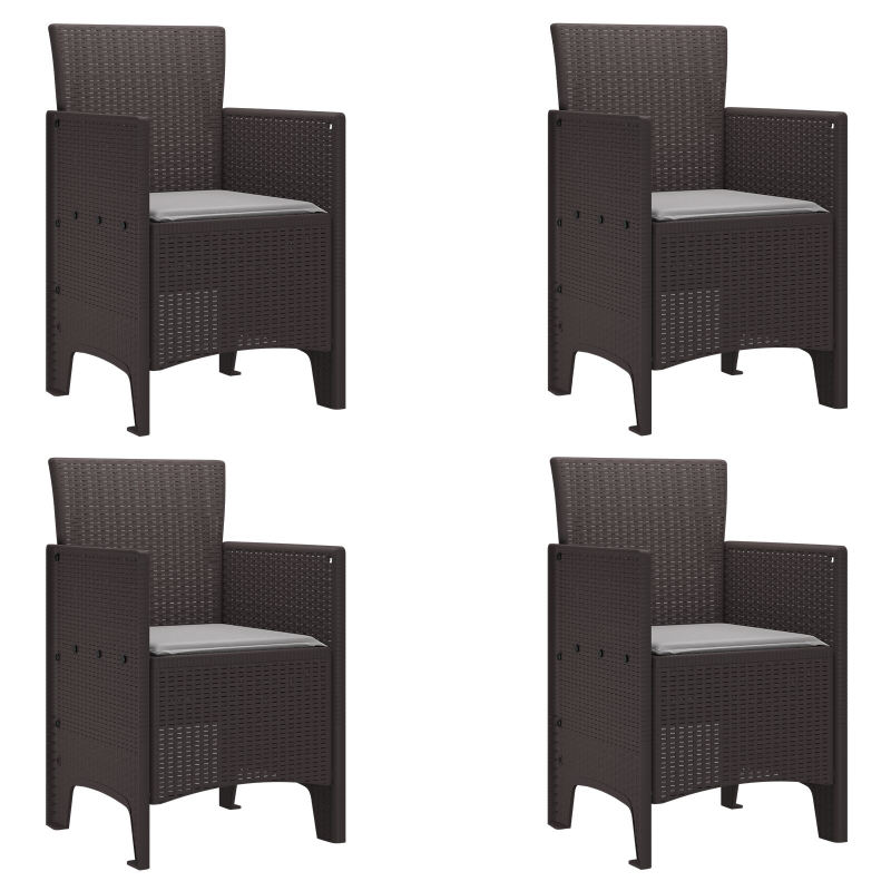 5-teiliges Garten Essset mit Kissen in Braun Poly Rattan
