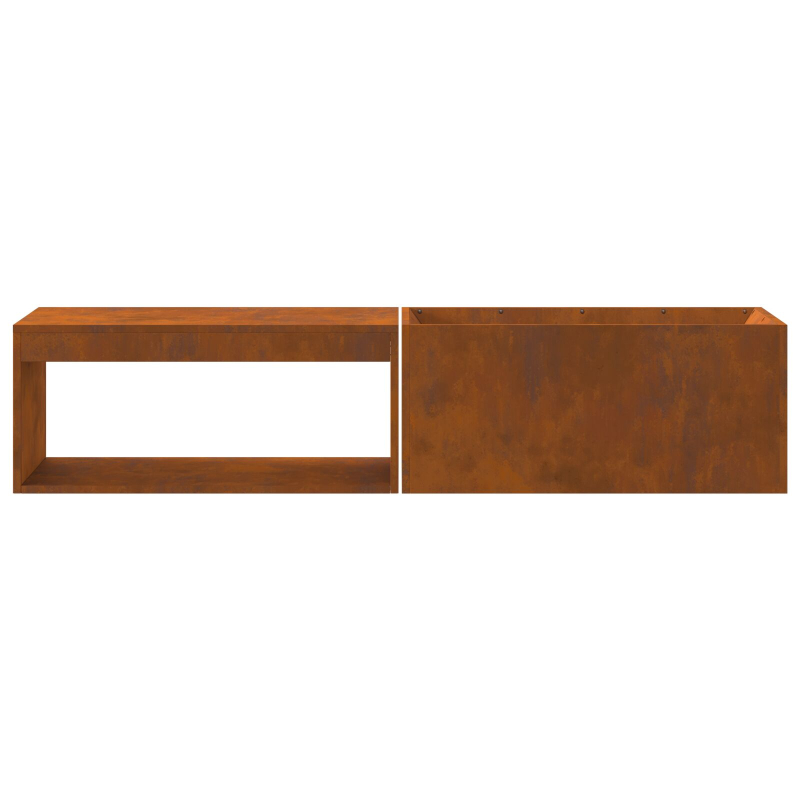 Feuerstelle mit Holzlager 160x45x35 cm Wetterfester Stahl