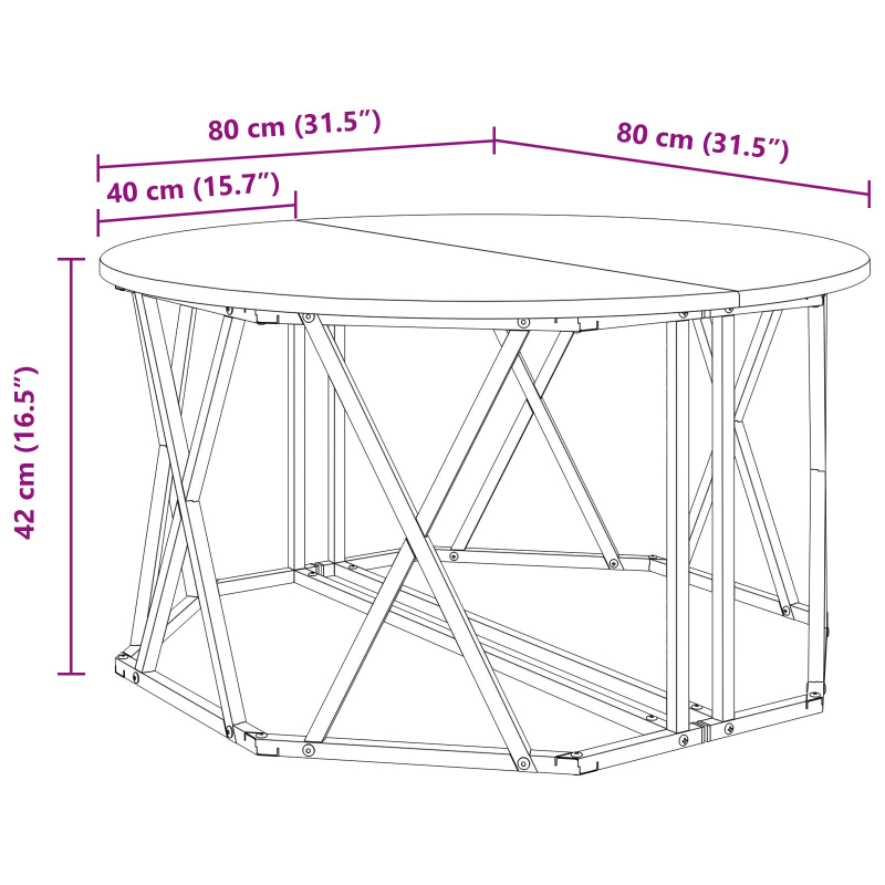Couchtisch Grau Sonoma Verarbeitetes Holz 80 x 80 x 42 cm