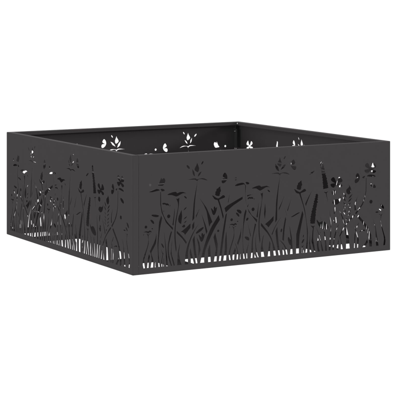 Feuerstelle Quadrat Schwarz 80x80x30 cm Stahl