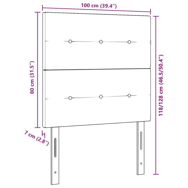 Kopfteil Mit Knopfheftung Rosa 100 cm Samt