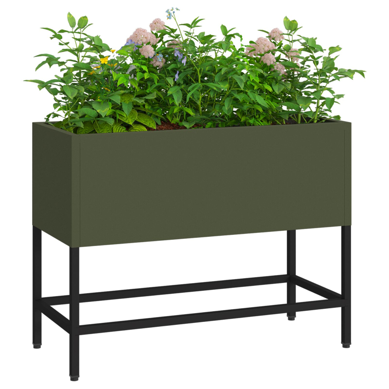 Hochbeet 60x26x45 cm Olivgrüner Stahl