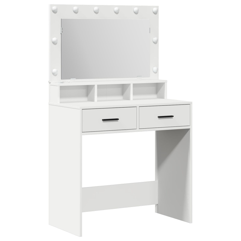 Schminktisch mit LED-Lichtern, Weiß, 79x41x135 cm