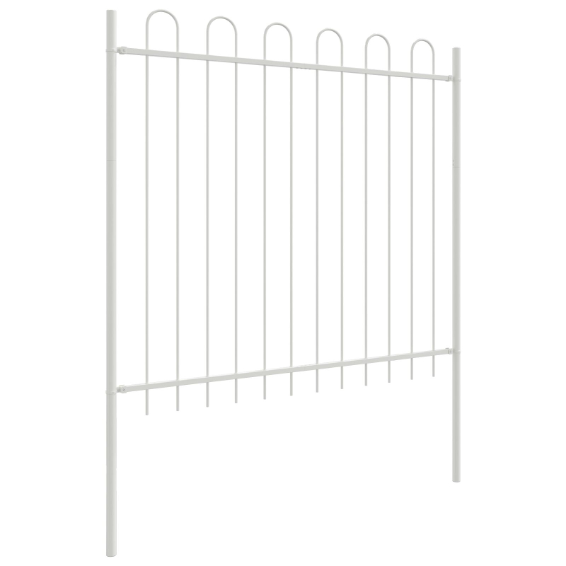 Gartenzaun mit Bogenoberkante Weiß 5,1x1,5 m aus Stahl