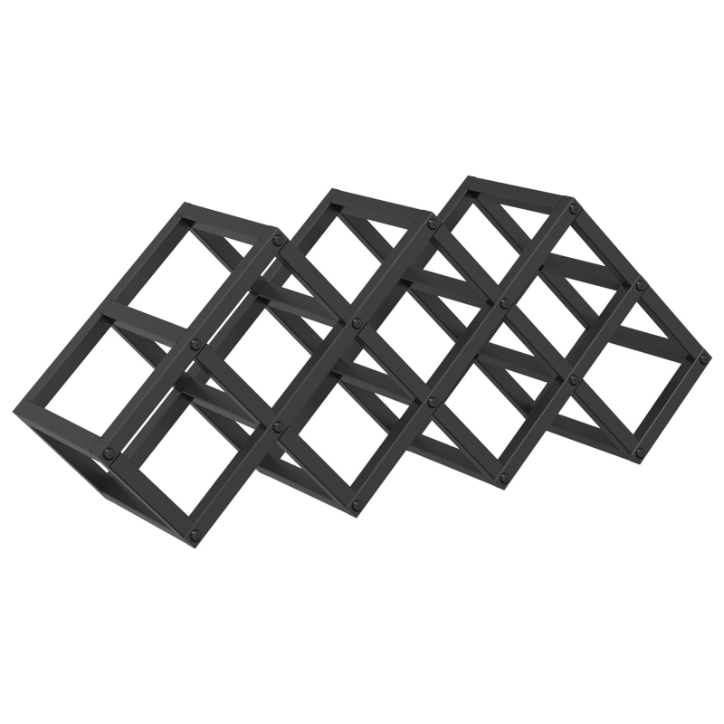 Weinregal für 9 Flaschen, 63x16,5x25 cm, pulverbeschichteter Stahl