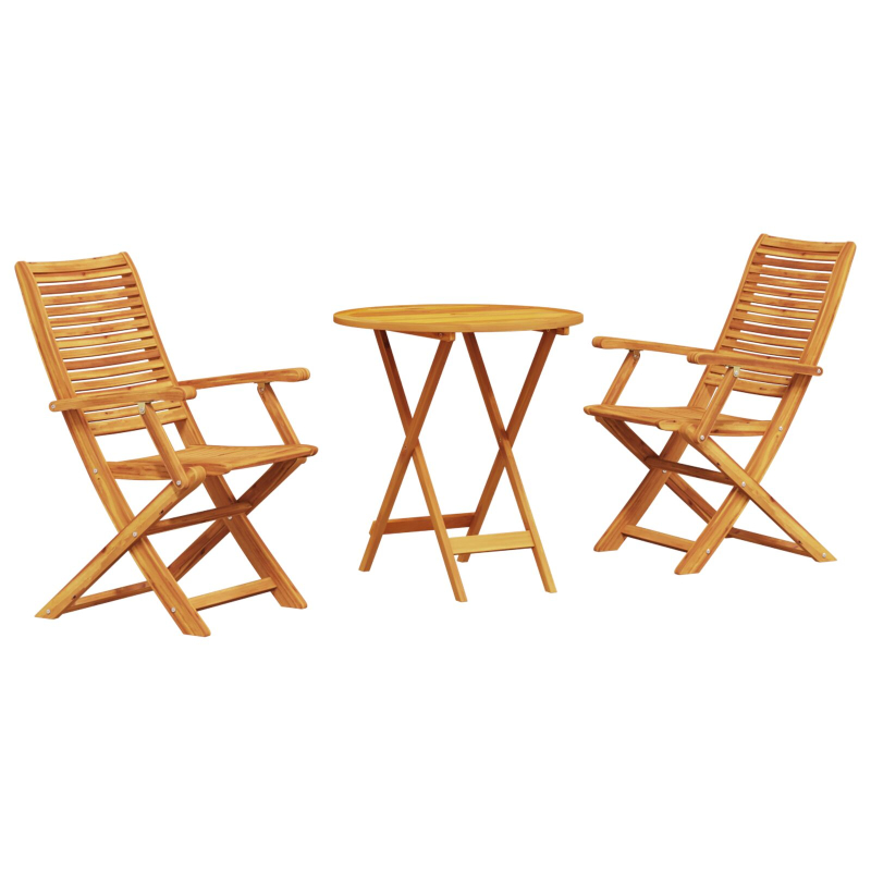 3-teiliges Klapp-Bistro-Set aus massivem Akazienholz