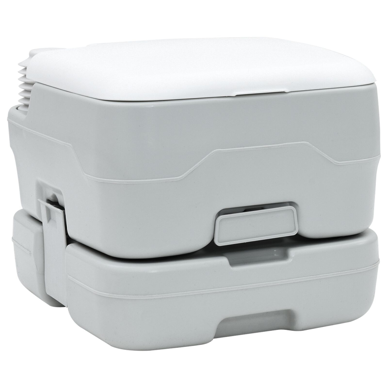 Tragbare Toilette in Grau und Weiß aus Kunststoff, 10 L