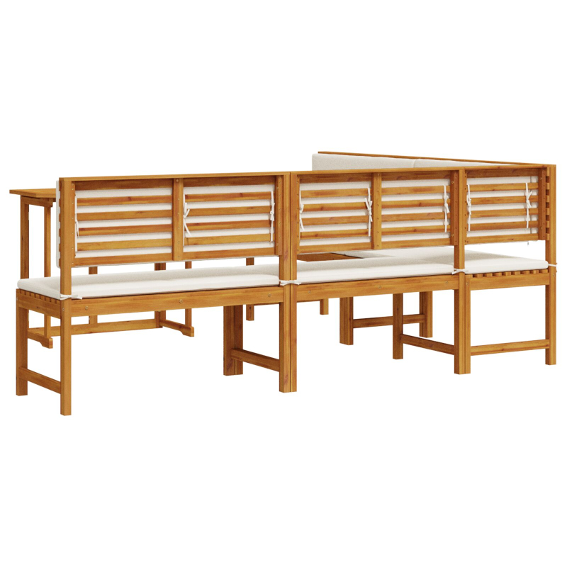 4-teiliges Garten-Essbereich-Set mit Kissen aus massivem Akazienholz