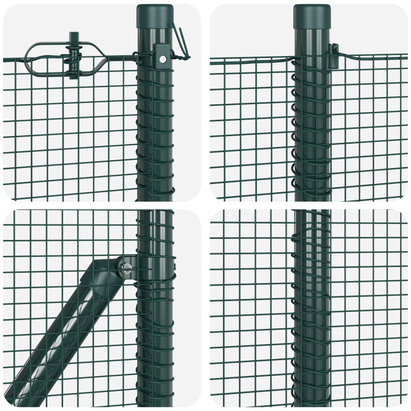 Gegossener Drahtzaun mit 13 Flanschpfosten Grün 0,4x25 m Stahl