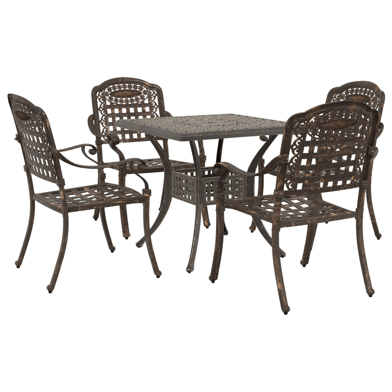 5-teiliges Garten Bistro Set aus Gusseisen