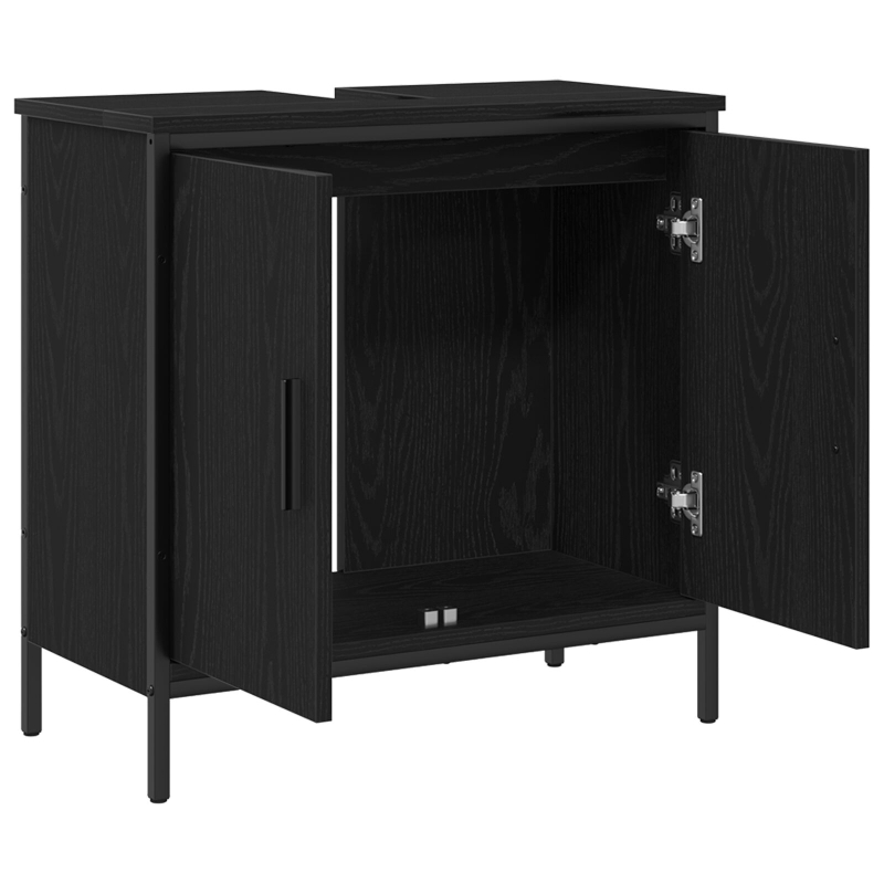 Badezimmer Waschbecken Schrank Schwarz Eiche 60x30x60 cm Werkstoff