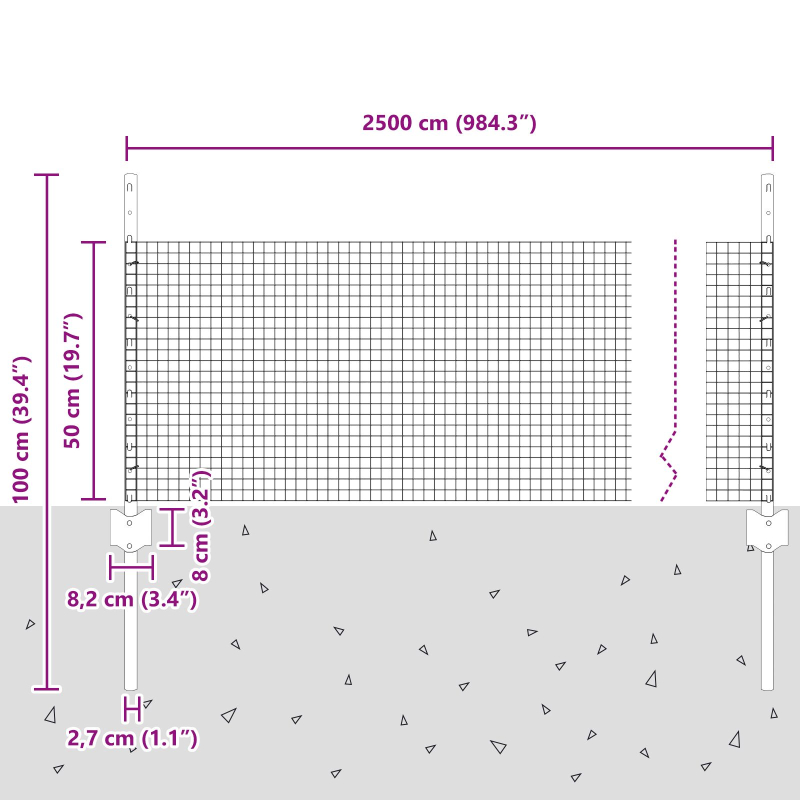 Gartenzaun-Set Set mit 2 Grau Metall Groß Langlebig