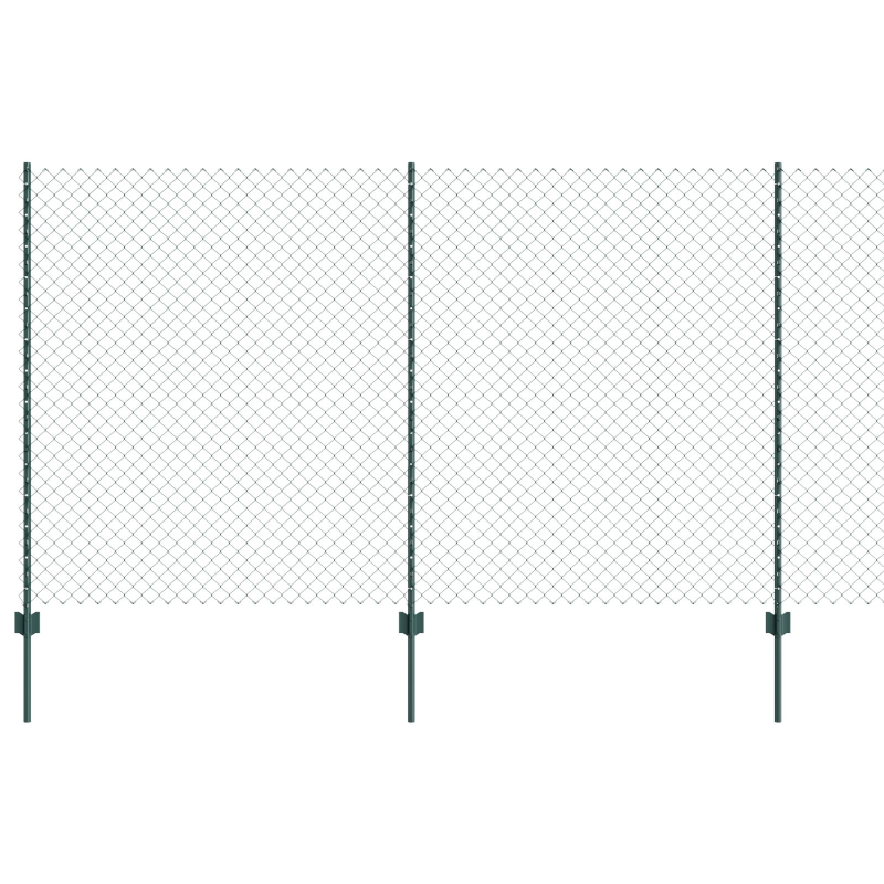 Stabzaun mit 10 U-Posts Grün 1,4x10 m Stahl