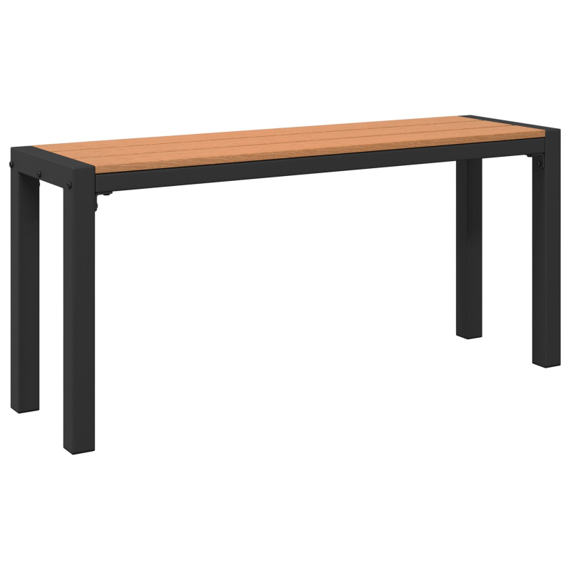 Gartenbank 100 cm aus Stahl und WPC in Braun und Schwarz