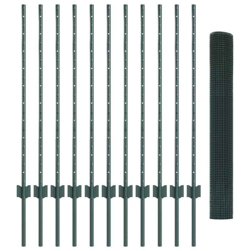 Gartenzaun Set Set aus 2 Grün Verzinkter Stahl 25 x 1 m