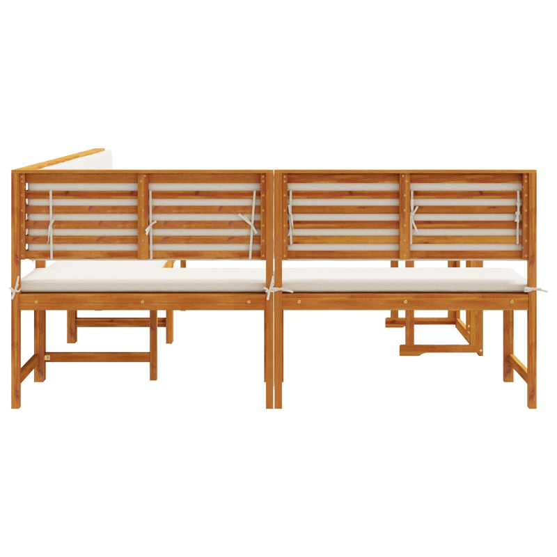 4-teiliges Garten-Essbereich-Set mit Kissen aus massivem Akazienholz