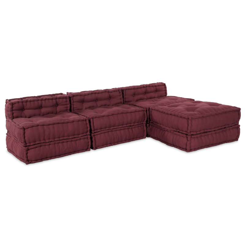 Modulare Poufs 4er Set in Burgundy-Stoff