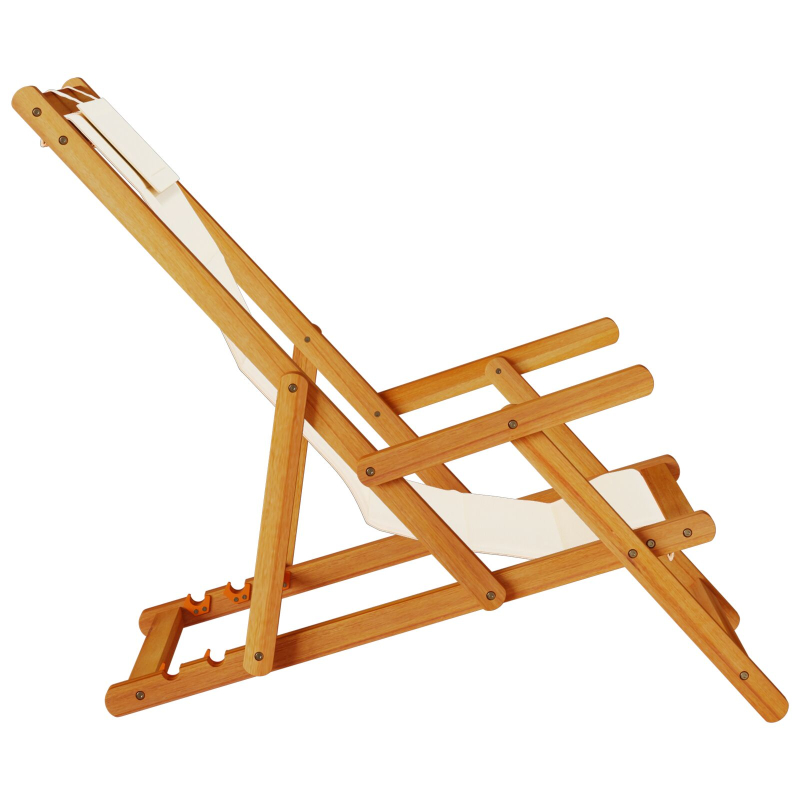 Faltbare Strandstühle 2er-Set Creme, Akazienholz und Textilene