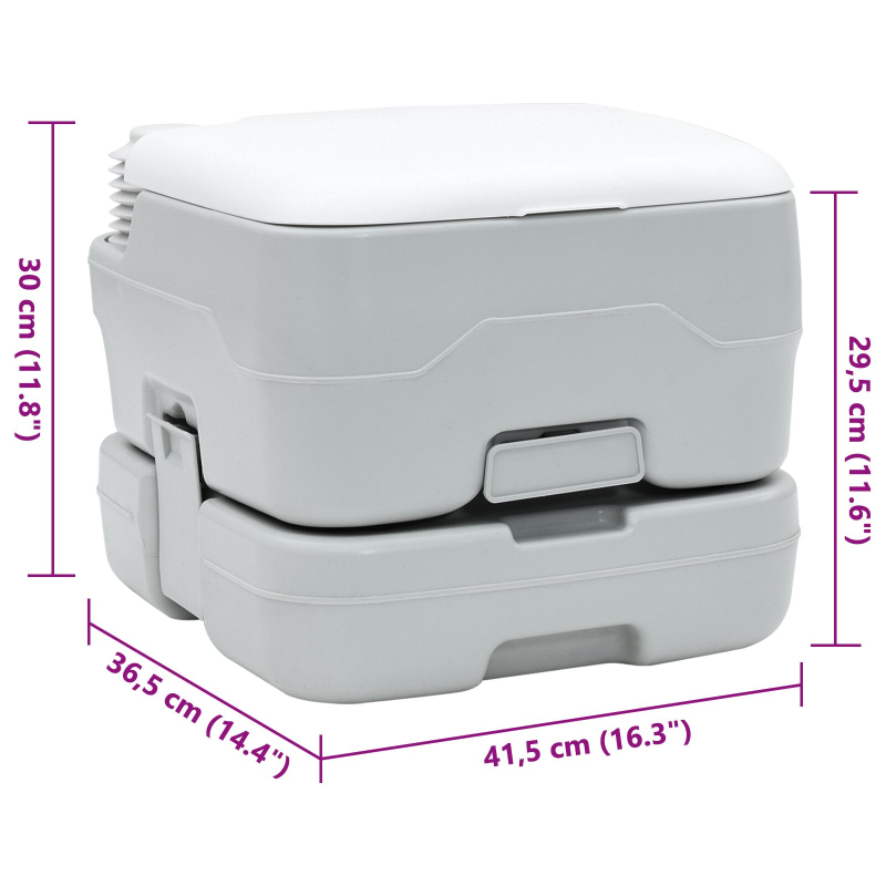 Tragbare Toilette in Grau und Weiß aus Kunststoff, 10 L