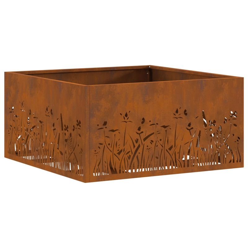 Feuerstelle Quadrat 60x60x30 cm Wetterstahl