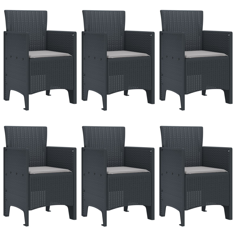 7-teiliges Garten-Essbereich mit Kissen Anthrazit Poly-Rattan