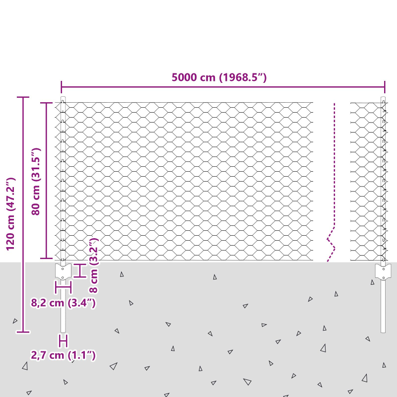 Zaunpfosten 11 Stück U-Kanal Grün 80 cm Stahl, Sechseckzaun Grün 0,8x50 m Stahl