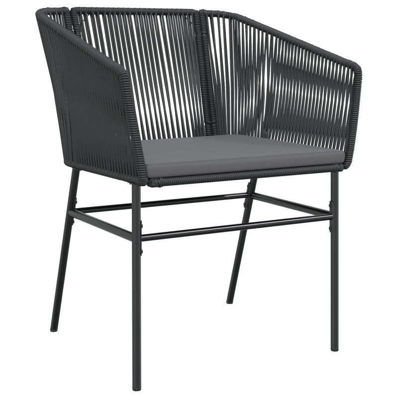 Set aus 3 Schwarz PE-Rattan, pulverbeschichteter Stahl Standard
