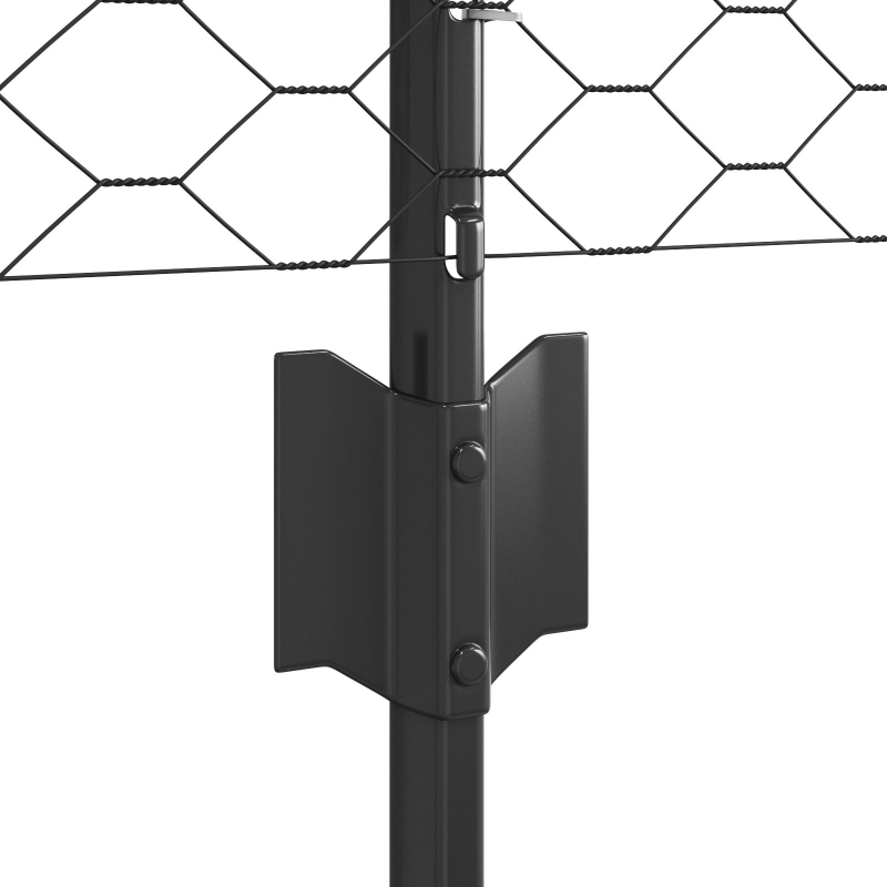 Zaunpfosten 11 Stück U-Kanal Grau 60 cm Stahl, Sechseckzaun Grau 0,6x50 m Stahl
