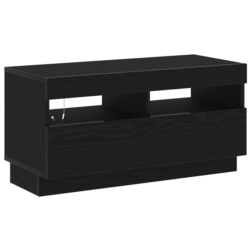 TV-Schrank mit LED-Lichtern, Schwarz, Eiche, 180x35x40 cm, Holzwerkstoff