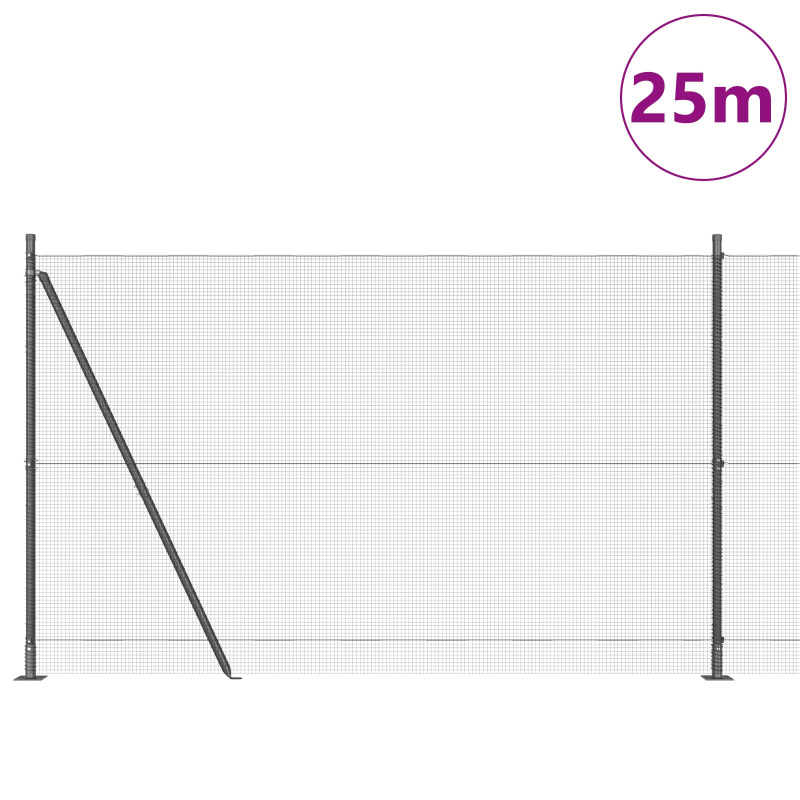 Zaunpfosten-Set 2er Set Grau Metall, PVC 25 x 1,5 m Langlebig