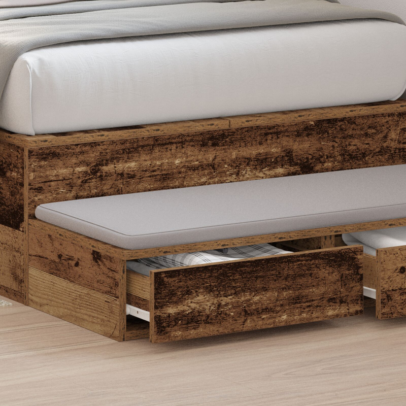 Bett-Schubladen aus Altholz 90x36,5x16,5 cm MDF