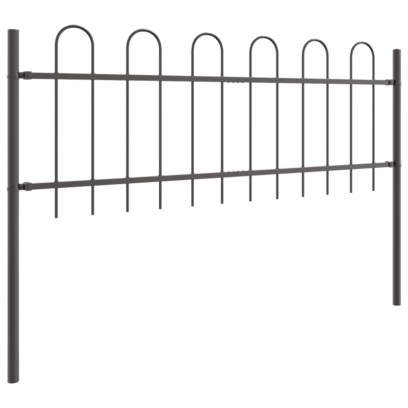 Gartenzaun mit Bogenoberseite Grau 10,2x0,6 m aus Stahl