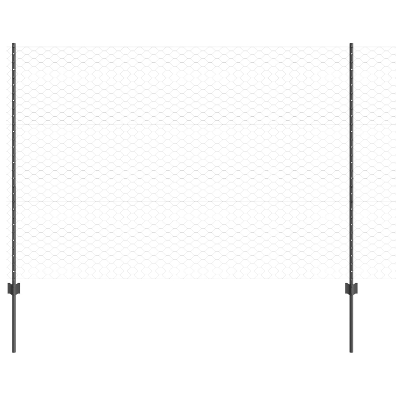 Zaunpfosten 22 Stück U-Kanal Grau 150 cm Stahl, Sechseckzaun Grau 1.5x50 m Stahl