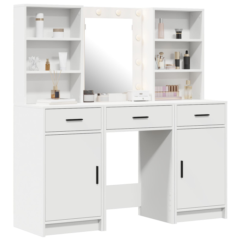 3-teiliges Schminktisch-Set aus weißem Spanholz