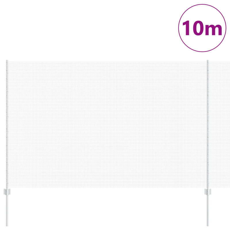 verzinkter Drahtzaun mit 10 U-Posten Silber 1.5x10 m Stahl