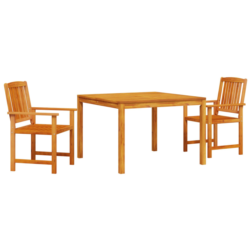 3-teiliges Garten-Esszimmer Set aus massivem Akazienholz